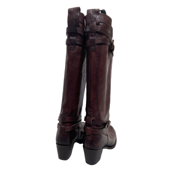 Frye Knee High Heeled Boot in Brown Leather - Picture 7 of 13